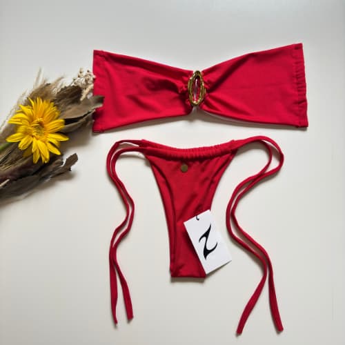 Biquíni 3 em 1 Orgânico Forrado Duplo Com Varias Amarração Ajustável Verão Moda Feminina Praia Fio