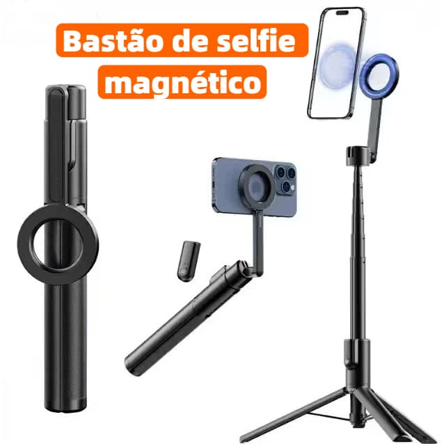 Bastão de selfie magnético com suporte para celular, tripé Bluetooth, estabilização de imagem, portátil, 1,7 m LAY-T6