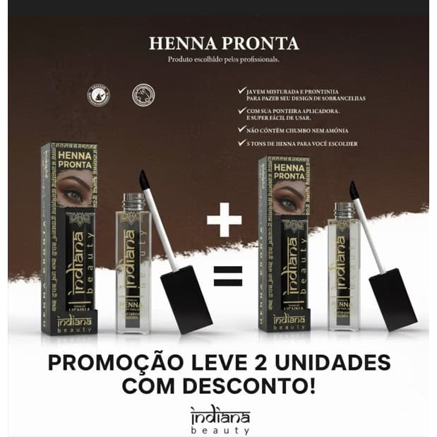 Henna pronta para uso 2 Unidades - INDIANA BEAUTY Designer de Sobrancelha Extrato de Renna