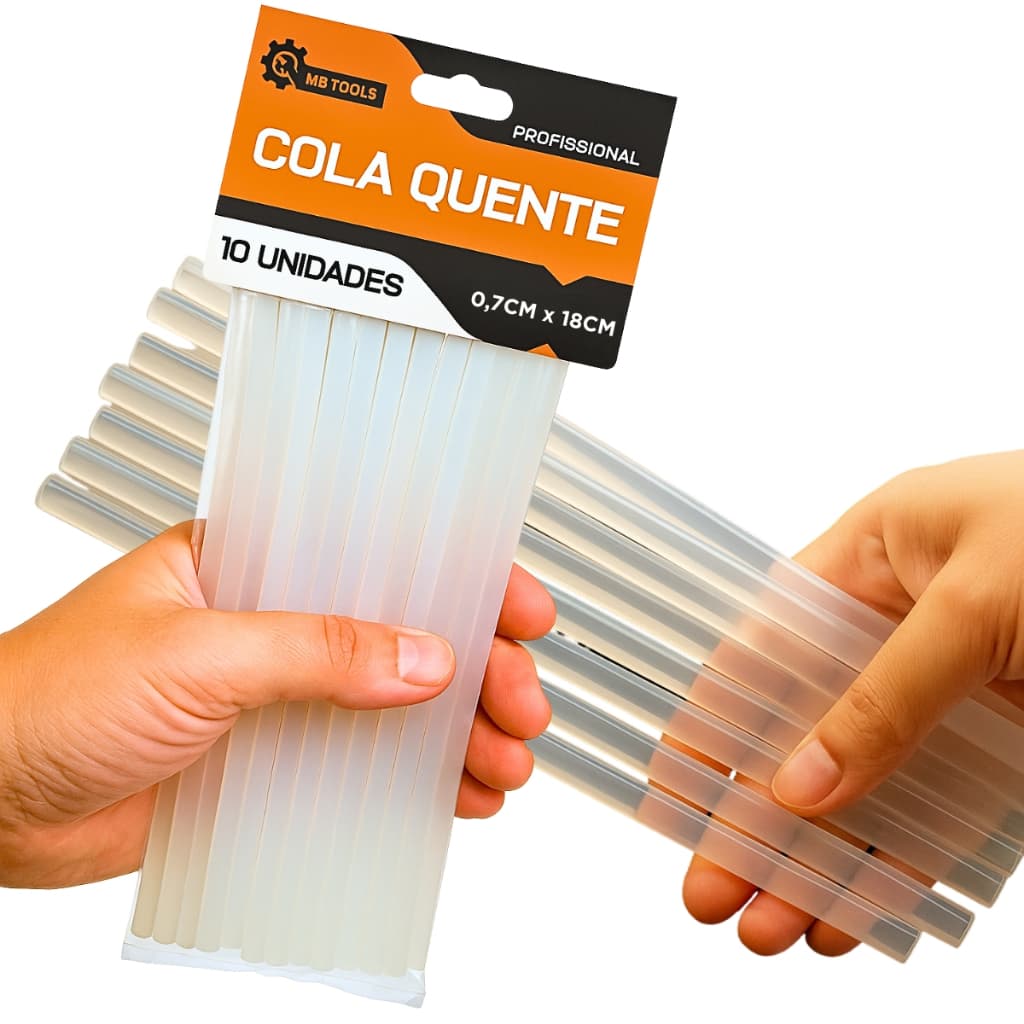 Kit 10 Refil Bastão Cola Quente 7mm x 18cm Para Pistola Aplicadora de Cola Quente