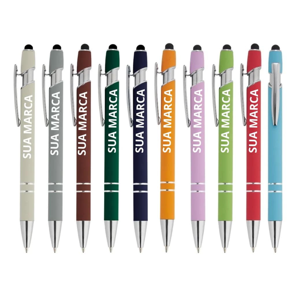 Kit 10 Canetas Personalizadas Metal Touch 3.0 Luxo Brinde