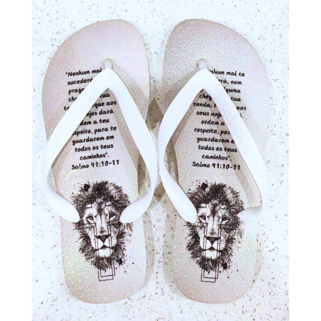 Chinelo Personalizado Salmo Sandália Branco Brilho Luxo