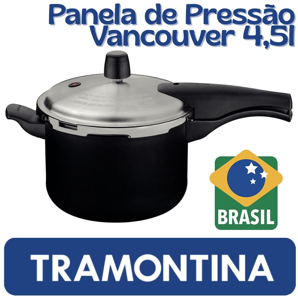 Panela de Pressão Tramontina Vancouver Effect 4,5l Alumínio com Revestimento Starflon Preto Max