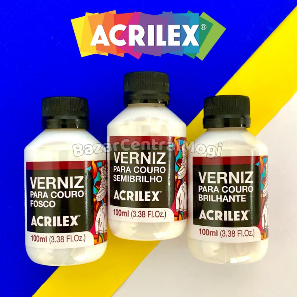 Verniz para Couro 100ml Acrilex Fosco Semibrilho Brilhante Solúvel em Água