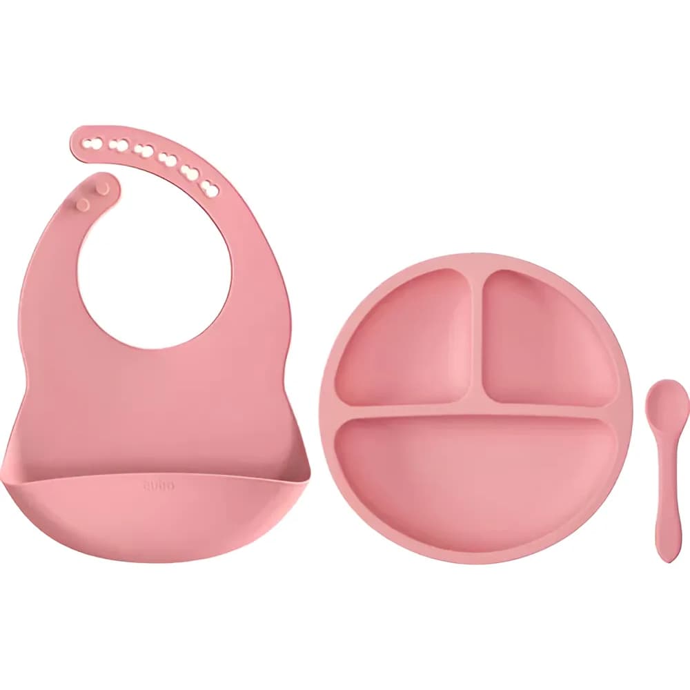 Buba Kit Introdução Alimentar Em Silicone Prato C/ Ventosa Babador Colher Buba