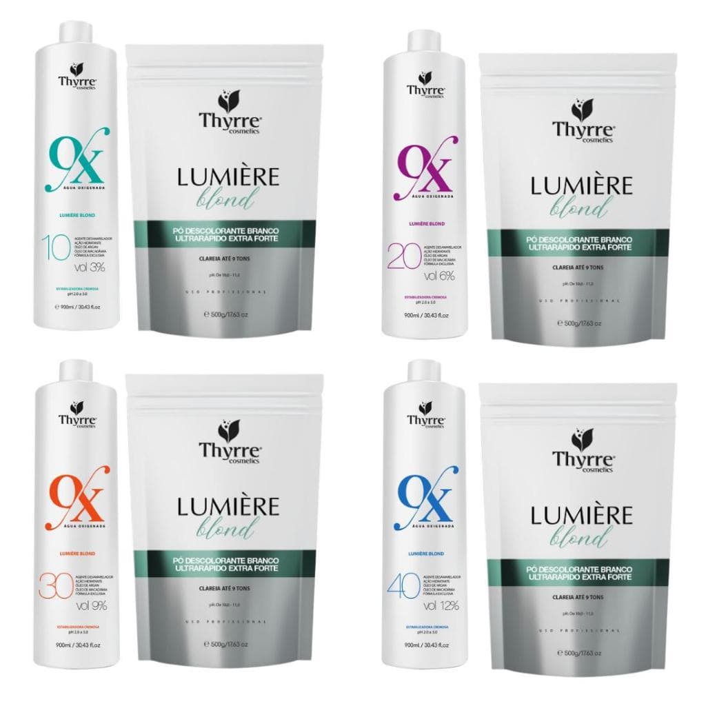 Kit Pó Descolorante Branco + Água Oxigenada Clareia Até 9 Tons Ultra Rápido Thyrre Cosmetics