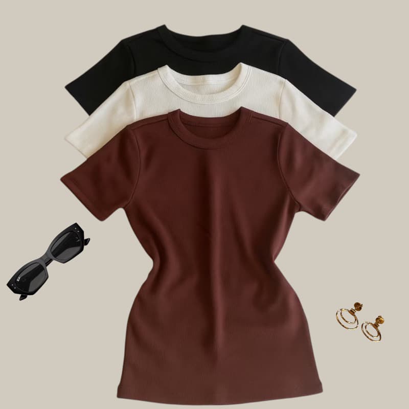 Kit 3 Blusa Feminina Básica Baby Ribana Canelada Algodão Premium Super Comfy