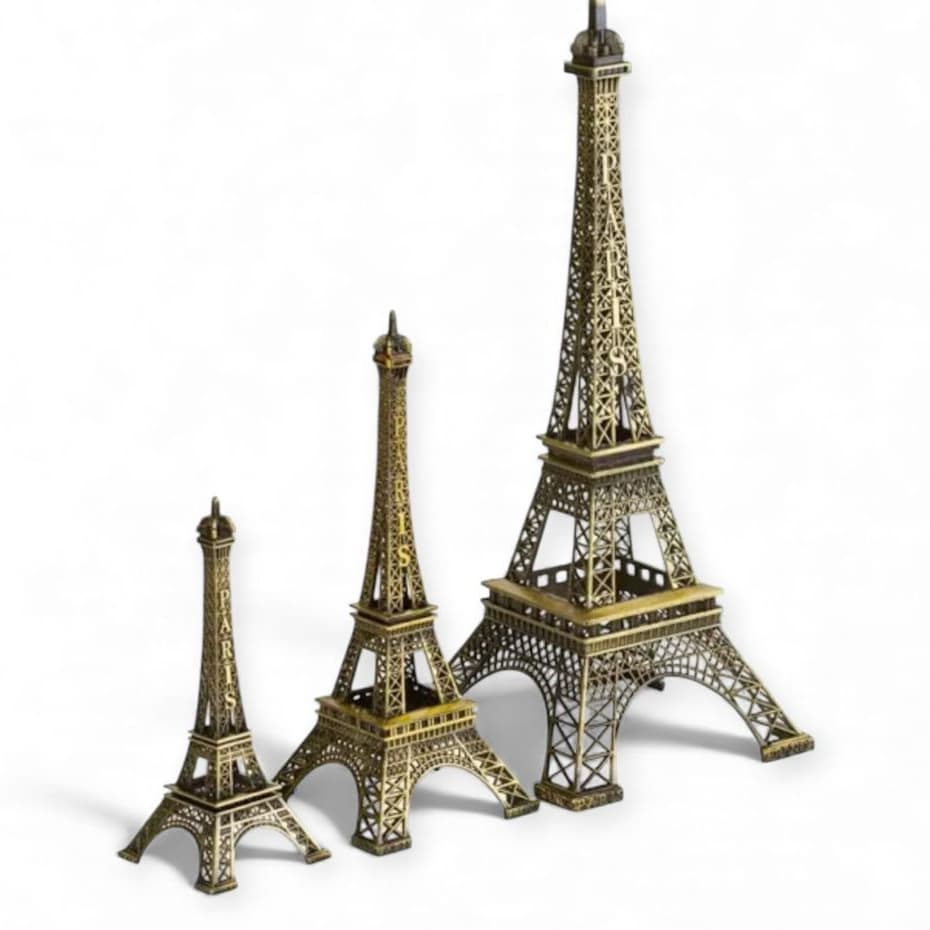 Conjunto De 1/2/5 Torre Eiffel Miniatura Paris  10cm 13cm  e 15cm De Metal Enfeite Para Decoração