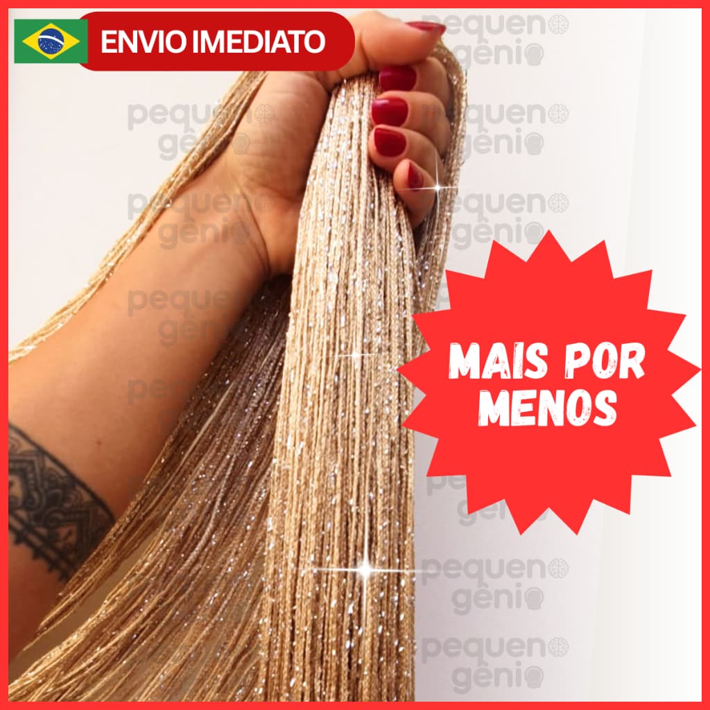 Kit 2 Cortina de Linha Corda com Brilhos 1M x 2M Decoração de Casa, Sala de Estar - Envio Imediato