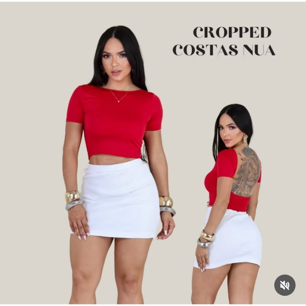Blusinha Cropped Feminino Blusa Costa Nua Ribanna Baby Tee Básico Casual Premium