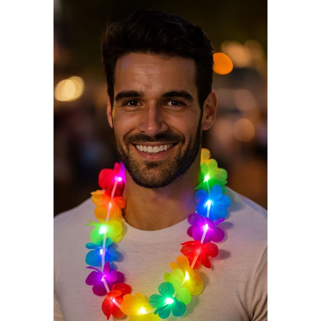 Colar Havaiano com Led Colorido Festas, Carnaval -1 Unidade