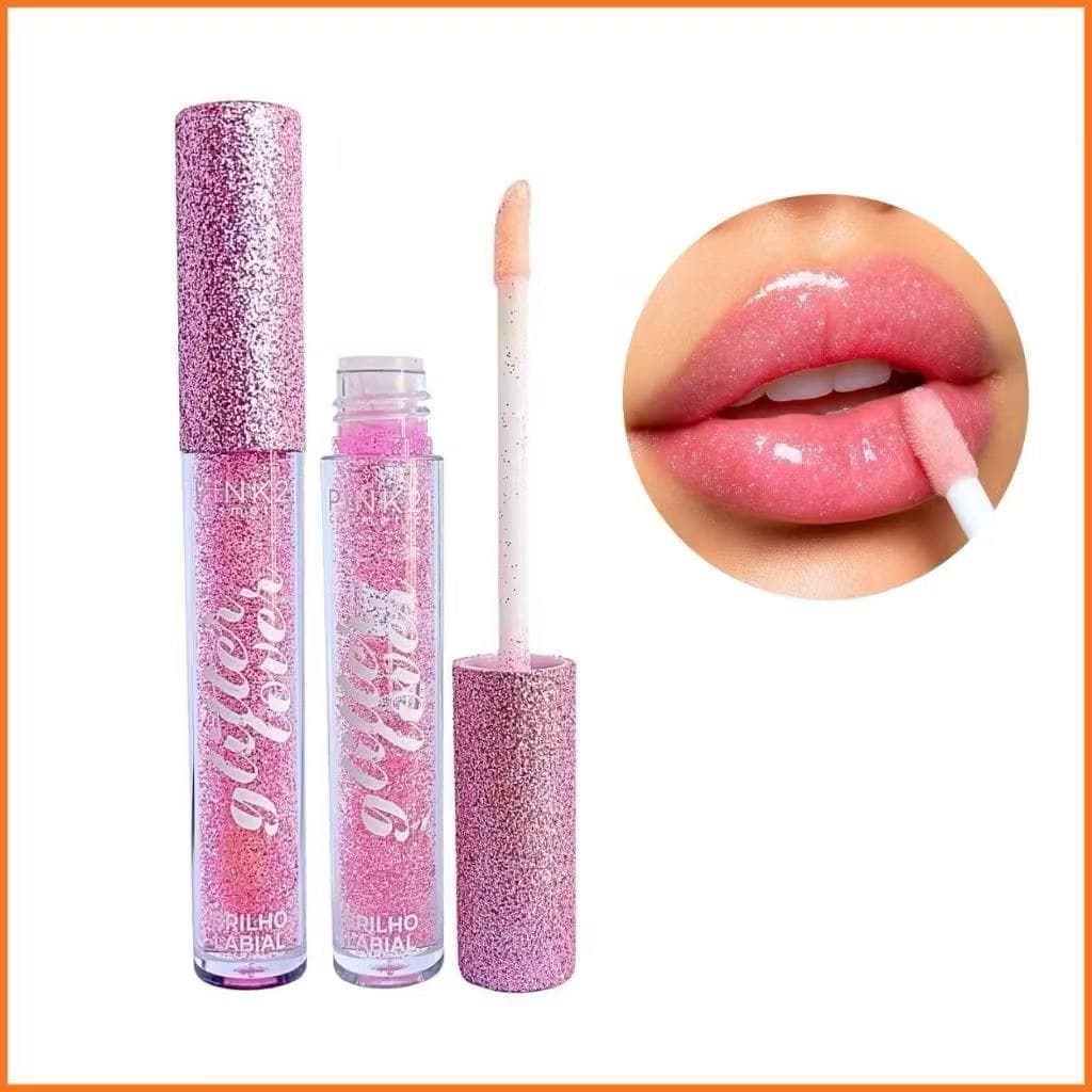 Lip Gloss Brilho Labial Intenso com Glitter Lover Hidratante Pink 21