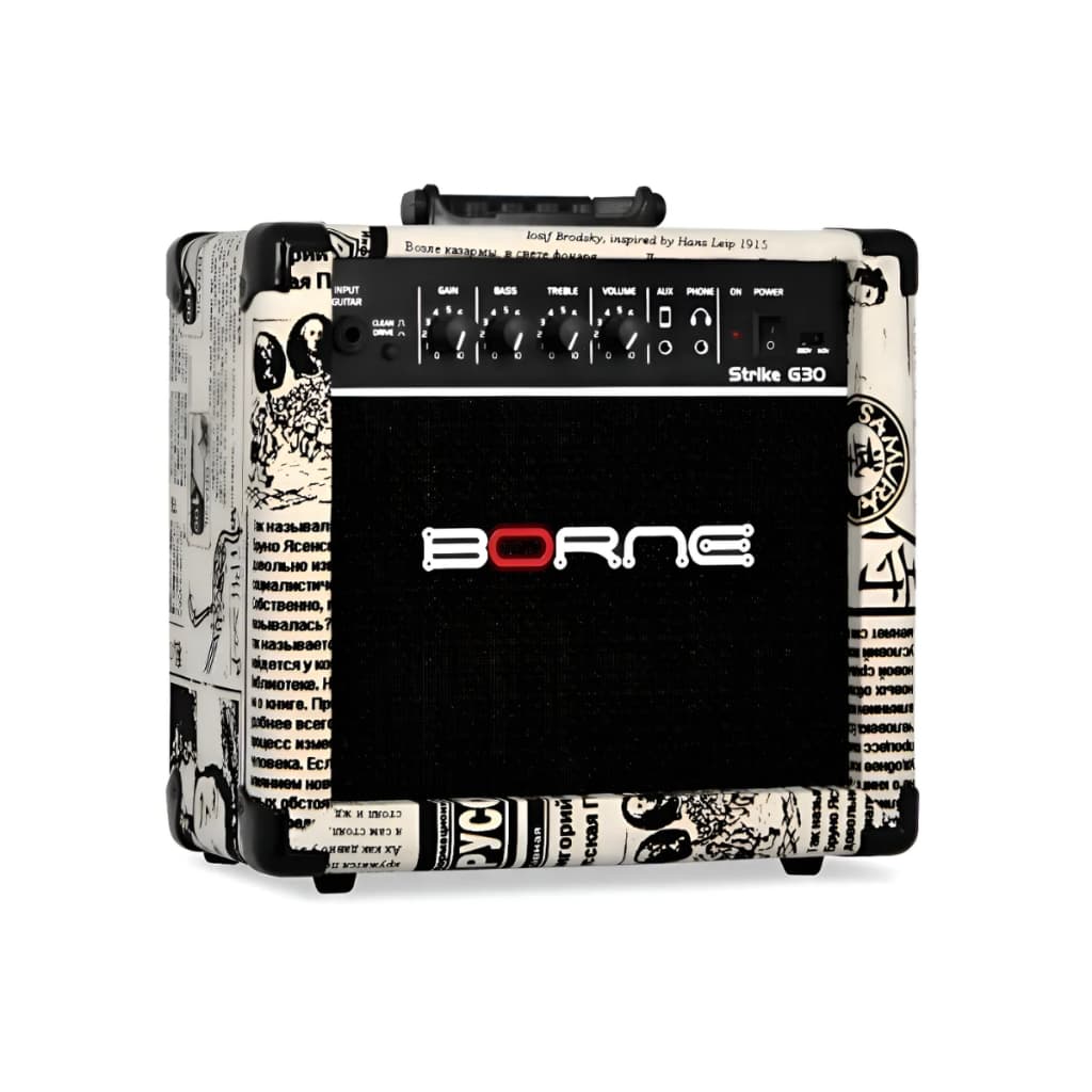 Amplificador Borne Strike G30 Jornal Guitarra Cubo Bivolt Canais Drive Auxiliar Celular