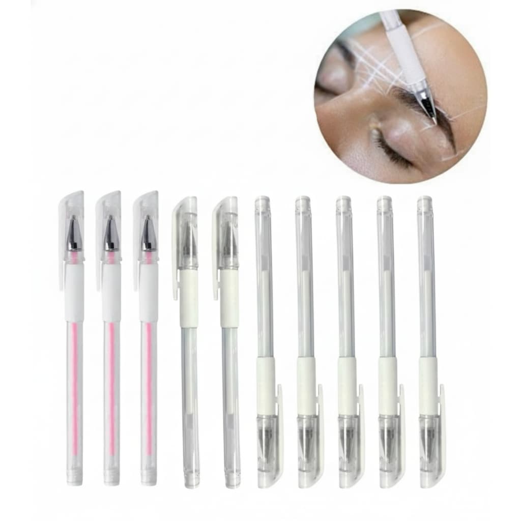 Caneta Gel Branca e Rosa Mapeamento Sobrancelha Microblading Design
