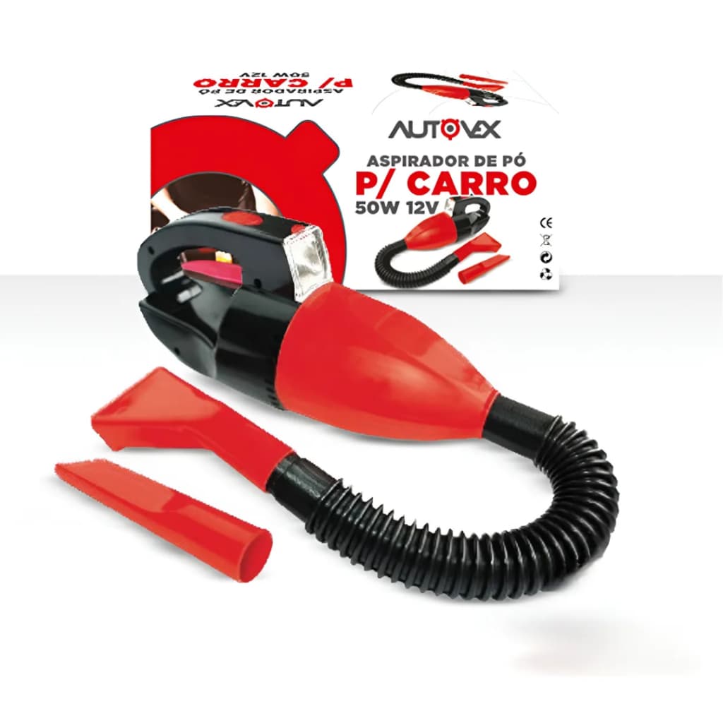 Aspirador Automotivo Portátil 12V 50W Vermelho - AutoVex