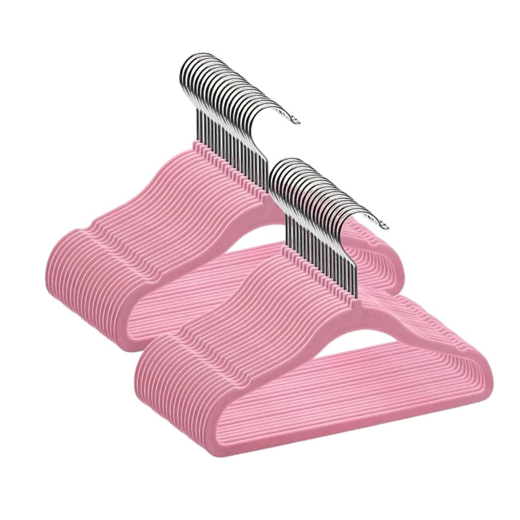 Kit de Cabide de Veludo infantil Ultra Fino Premium Slim Cor Rosa Unidades Resistente Antideslizante