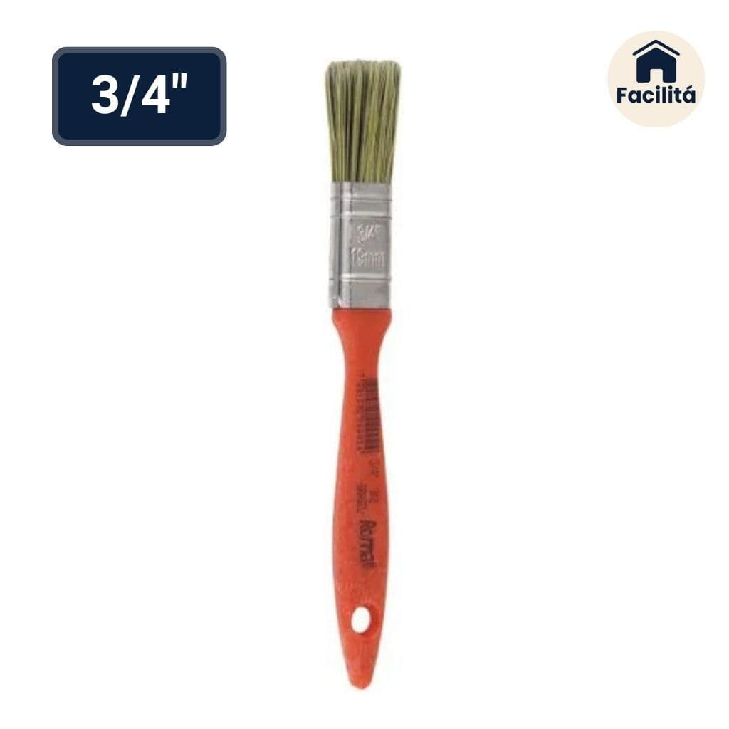 Trincha Roma 302 X 3/4 para Tinta Látex e Acrílica – Cerdas Gris Selecionadas e Cabo Vermelho