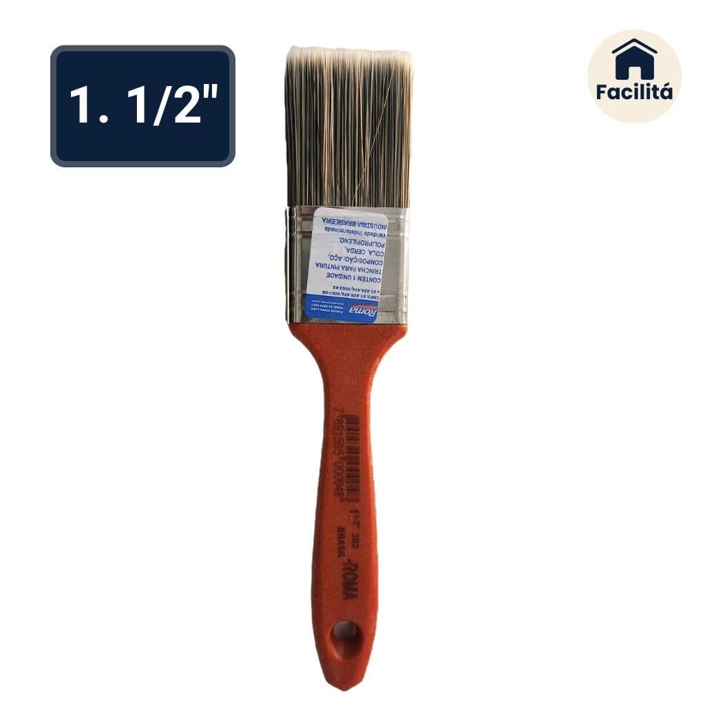 Trincha Roma 302 X 1½" para Tinta Látex e Acrílica – Cerdas Gris Selecionadas e Cabo Vermelho