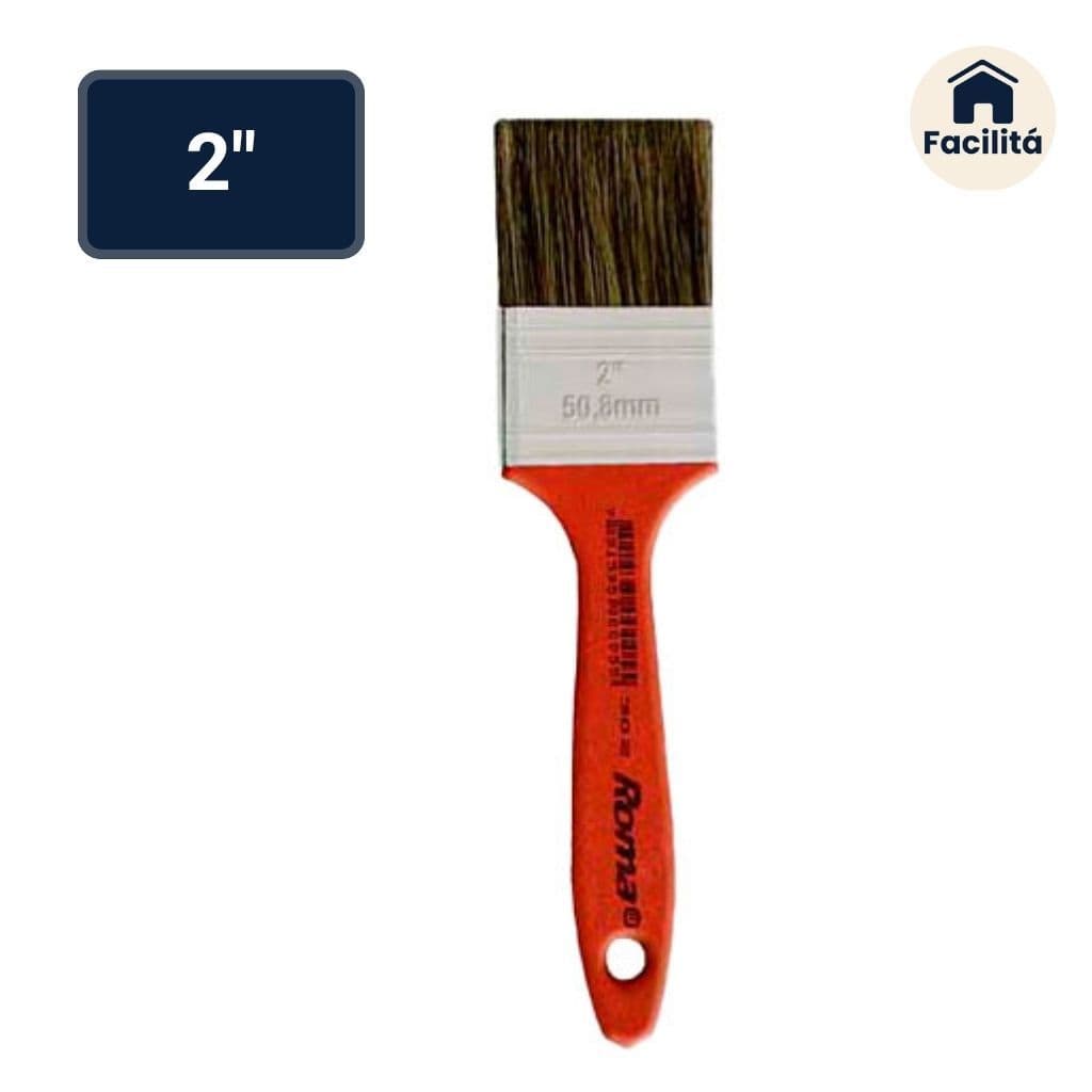 Trincha Roma 302 X 2" para Tinta Látex e Acrílica – Cerdas Gris Selecionadas e Cabo Vermelho
