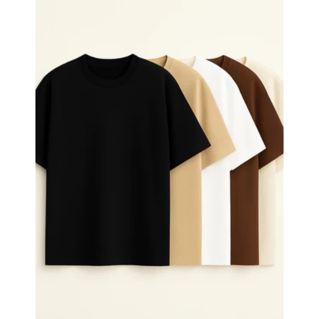 Kit 5 Camiseta Oversized Básica Streetwear Masculina Feminina T-Shirt 100%   Algodão Kit  Cores Lisa