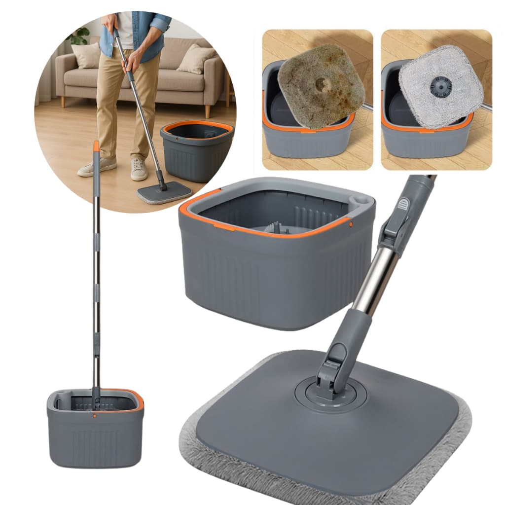 Mop Giratorio Agua Limpa Quadrado Compartimentos Separados