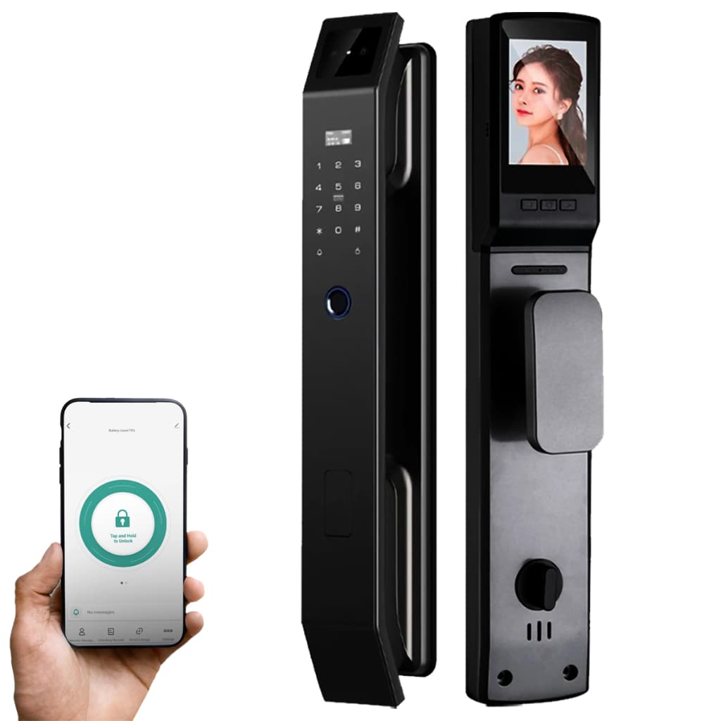 Fechadura Digital Eletrônica Tuya Wifi Desbloqueio Facial 3d Preto/cinza