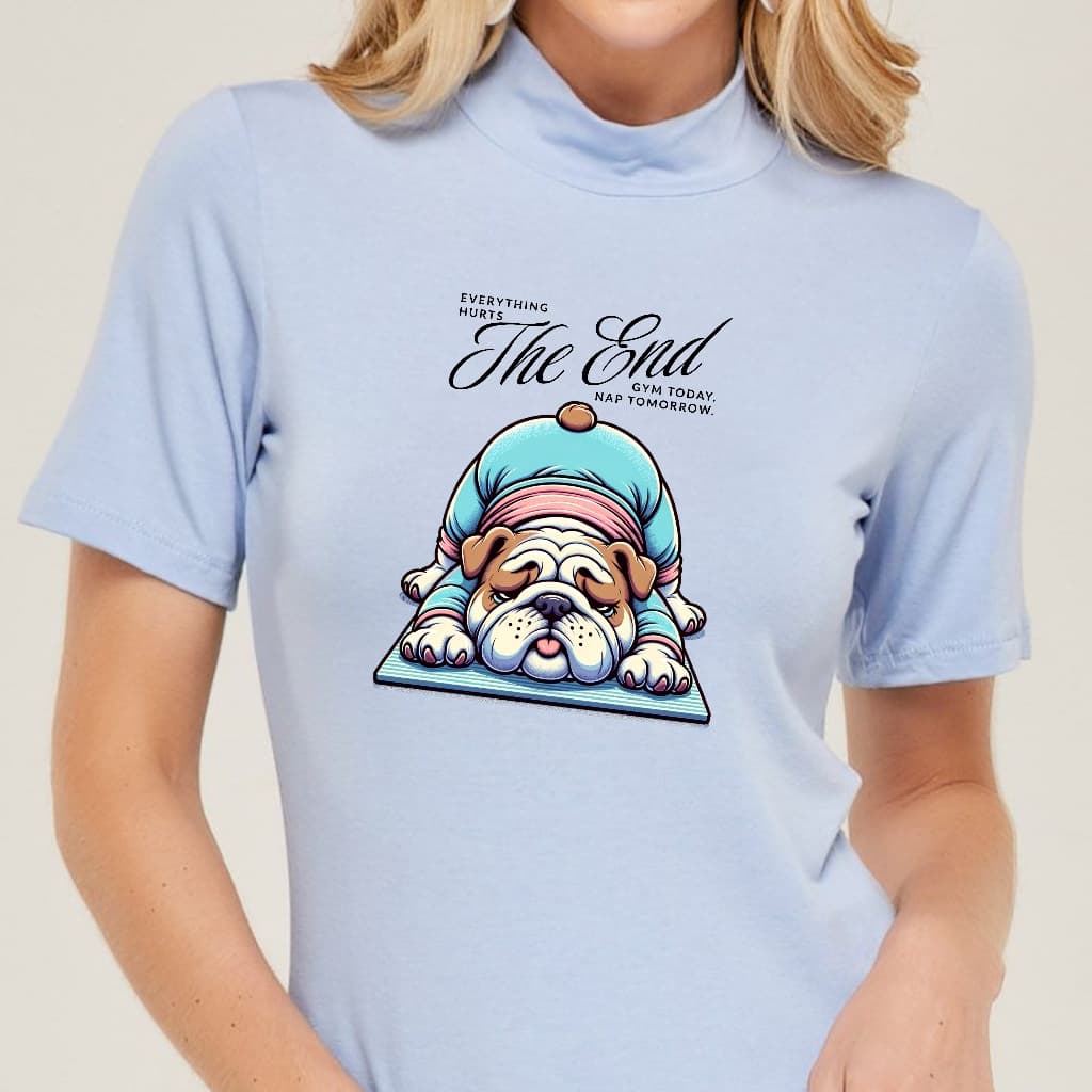 Camiseta Feminina Bulldog Fitness – Gola Alta | 100% Algodão | Estampa Exclusiva