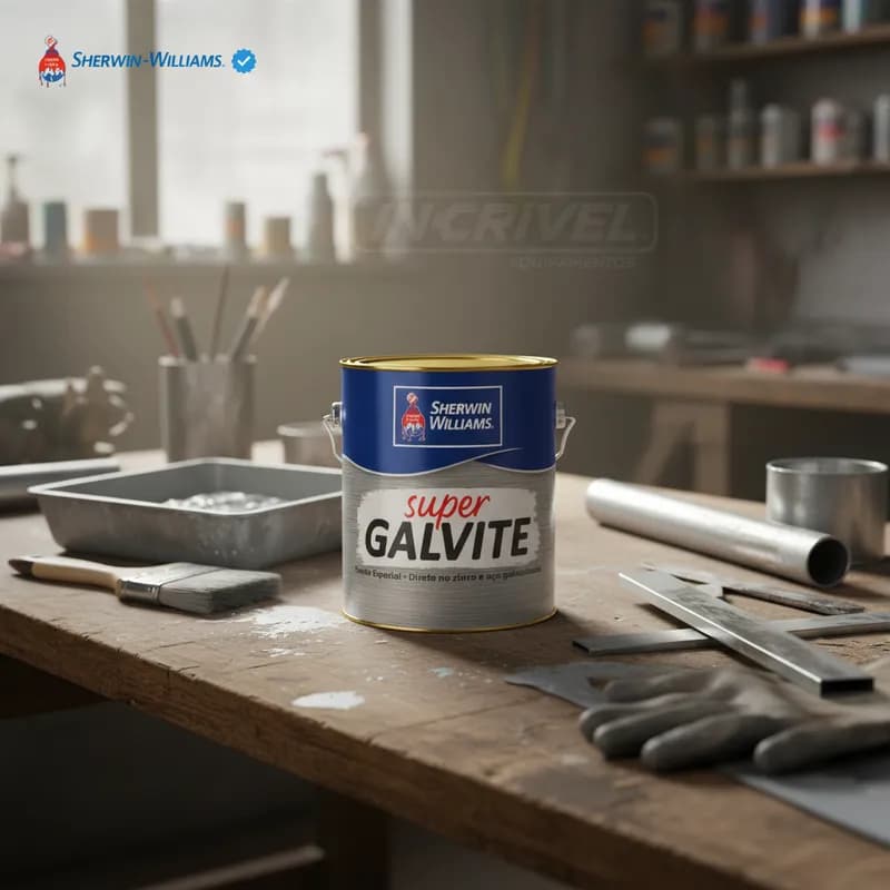 Tinta Super Galvite Janelas Alumínio Portas Telhas Galvanizadas Calhas Rufos Fosca Branco 900ML