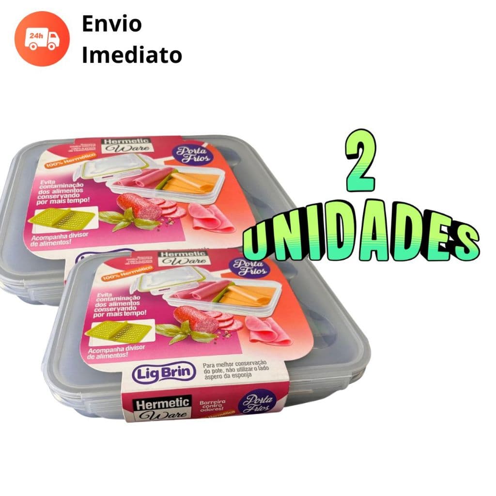 Porta Frios Retangular 100% Hermético Com Tampa Trava E Divisória Hermetic Ware 1,10L