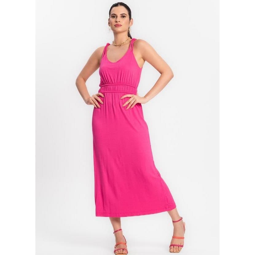 Vestido Midi Feminino em Visco Maquinetada Rovitex Endless