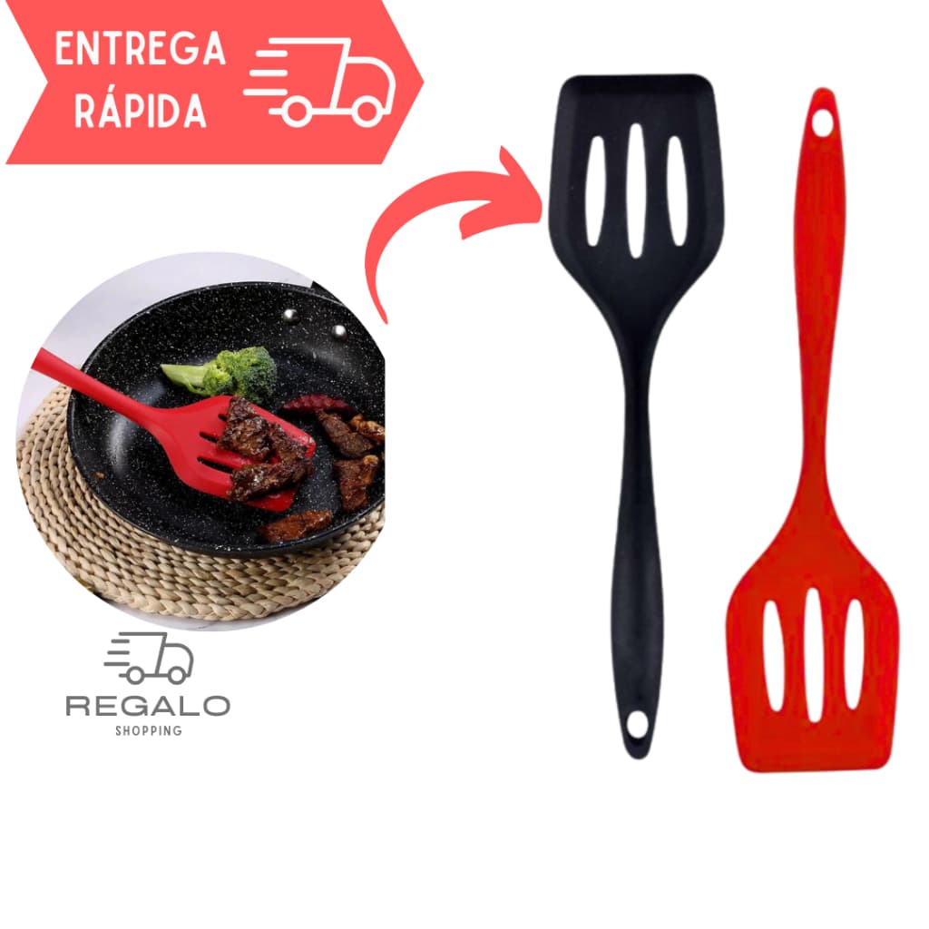 Espátula de Silicone Vazada para Hamburguer Ovo Omelete Frigideira Peça Utensilio Cozinha Resistente