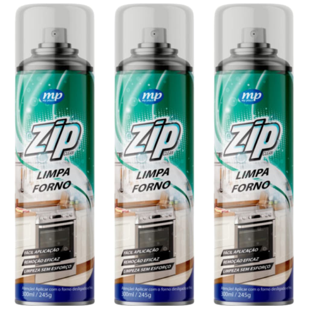 Kit C/3 Limpa Forno Spray Remove Gordura Forno e Fogão Zip Clean My Place 300ml