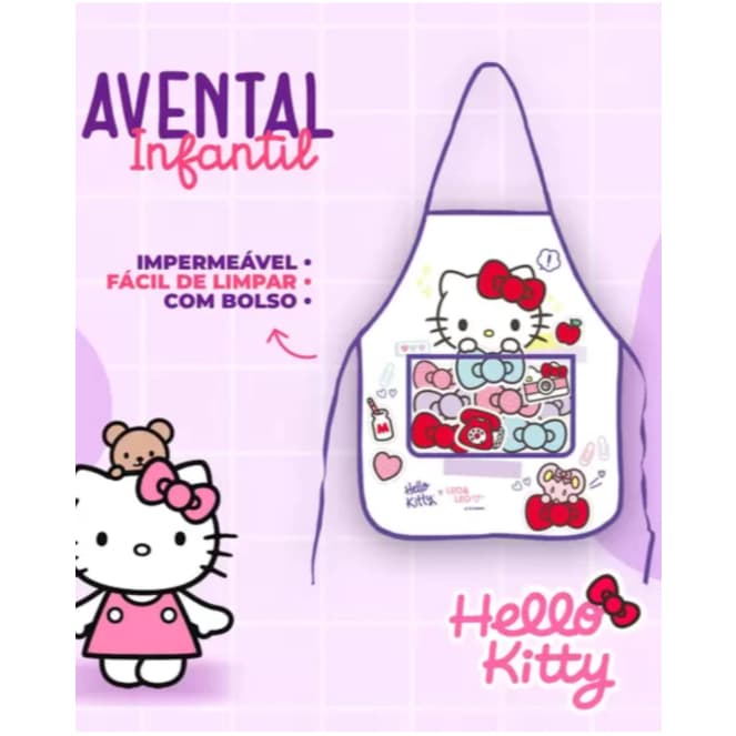 AVENTAL INFANTIL C/ BOLSO - HELLO KITTY