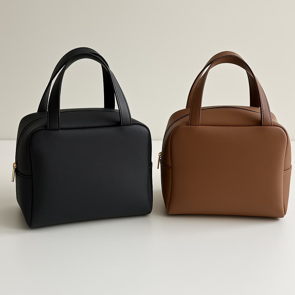 Kit 2 Bolsa Necessaire de Viagem Feminina Espaçosa com Zíper Couro Premium Ideal Maquiagem