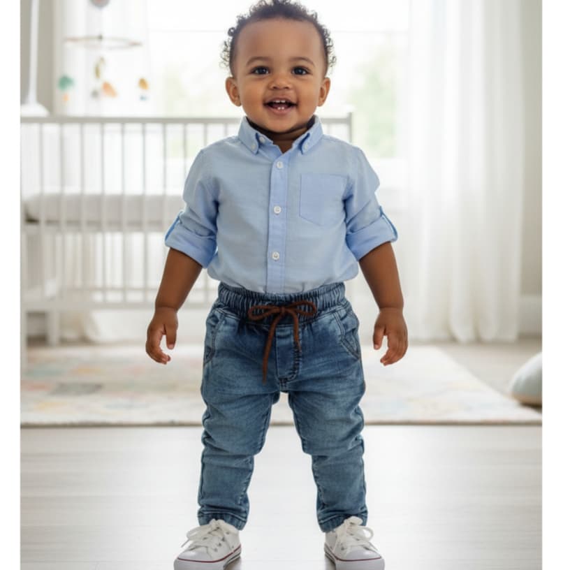 Calça Jeans Bebê Com Elástico na Cintura