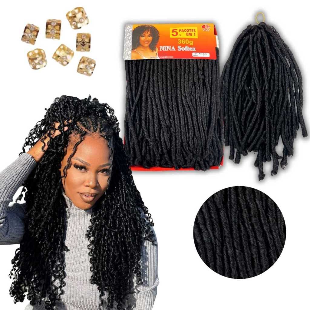 Cabelo Nina Softex 360g Premium Cacheado Tranças + aneis