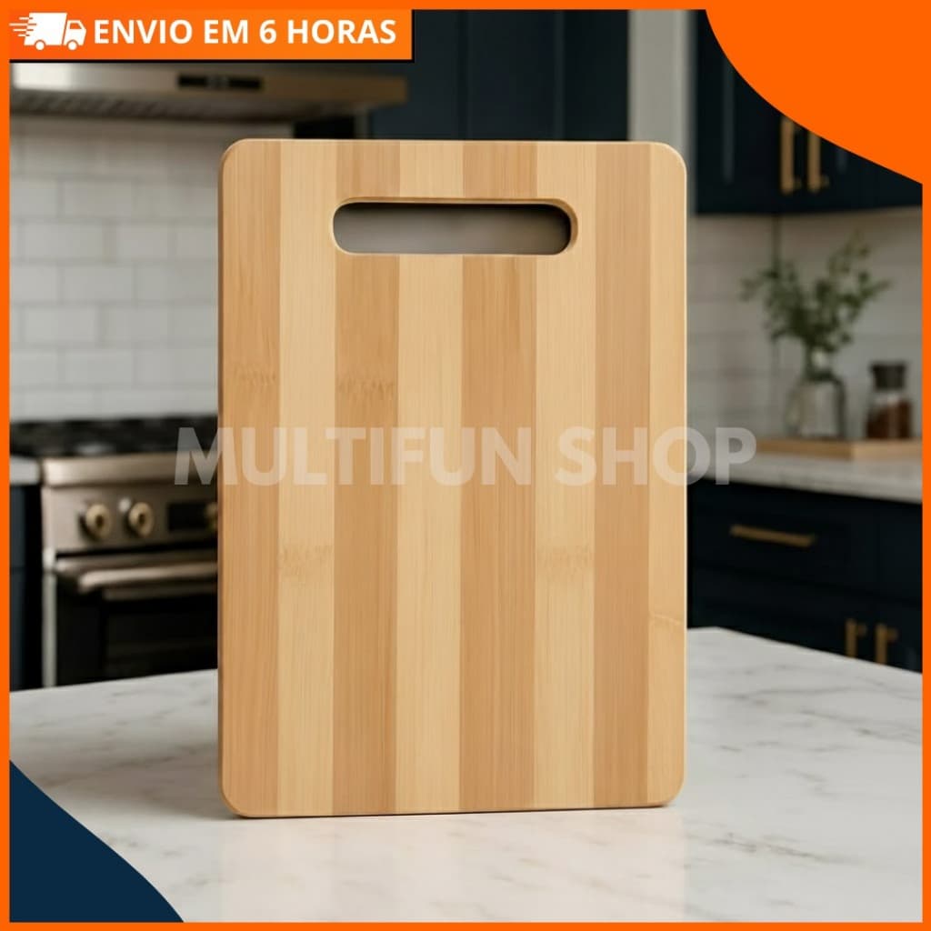 Tábua de Corte Bambu Antibacteriana Cozinha Churrasco Resistente Ecológica Multiuso Petisqueira