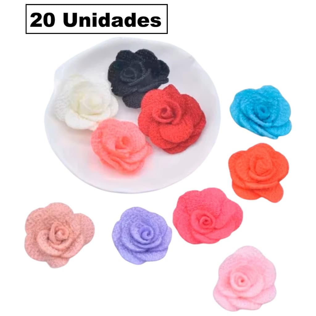 20 Aplique Flor De Tecido Florzinha Rosa Para Laços Roupas Tiaras Artesanato Paches Bordado