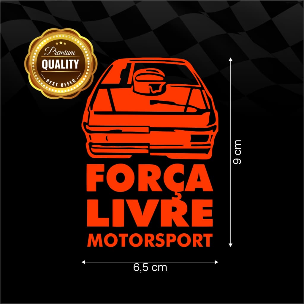 Adesivo Força Livre Modelo Antigo Laranja Fluorescente 9x6,5cm