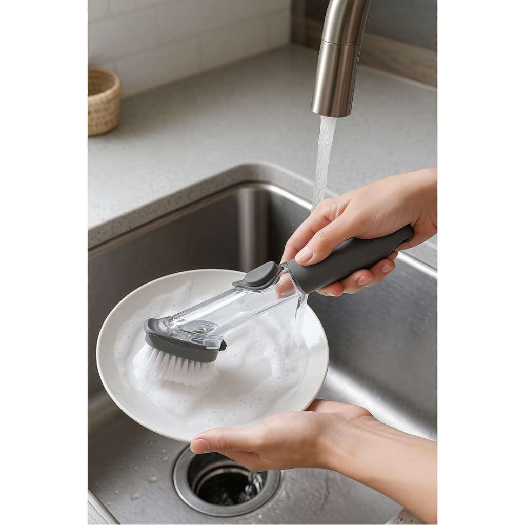 Escova Multiuso Limpeza Lava Louça C/ Dispenser Detergente