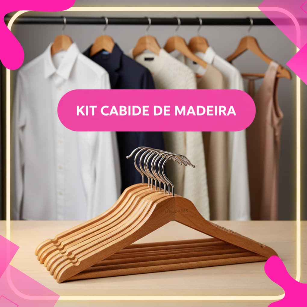 conjunto de 3 Até 18 Cabide De Madeira Marfim Para Roupas Calça Gancho Cromado