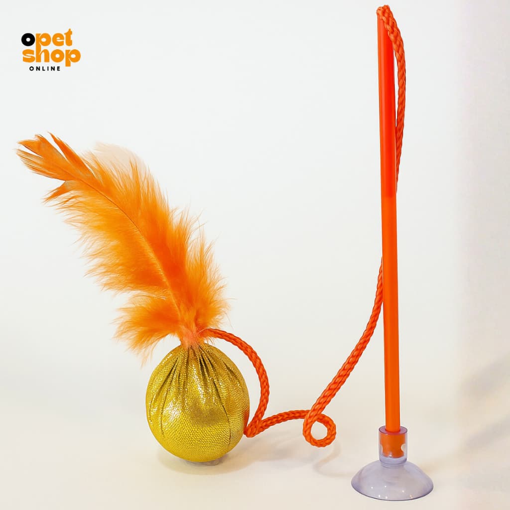 Brinquedo para Gato Ping Varinha com Penas Diversão e Alivio do Stress