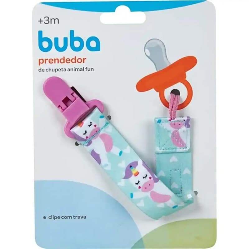 Prendedor de Chupeta Buba Animal Fun Unicórnio Recém nascido bebê chupeta