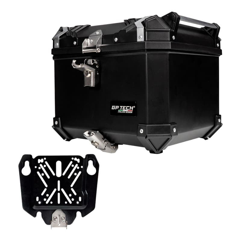 BAU GP TECH TRASEIRO PLASTICO PRETO 45 LITROS BAULETO MOTO BAGAGEIRO MALA VIAGEM CARGA REFORÇADO