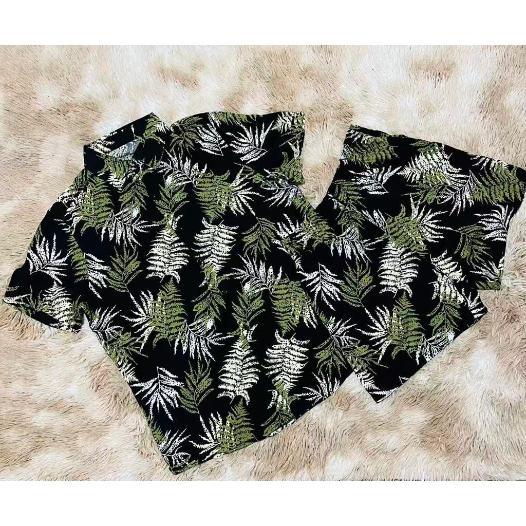 Conjunto Camisa e Short Florido Havaiano Estampado Floral Adulto Masculino Tecido de Viscose