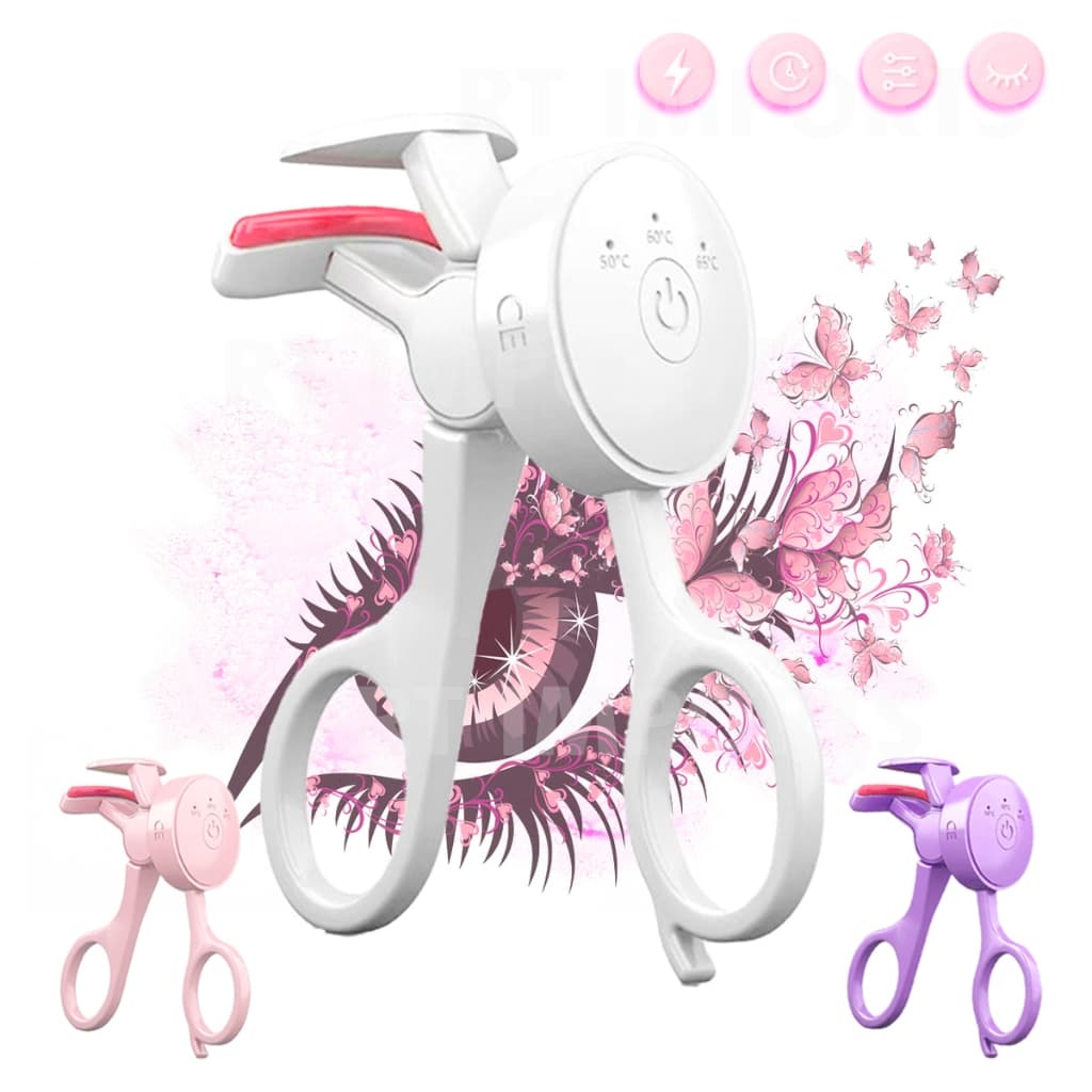Modelador de Cilios Curvador Recarregavel 3 Temperaturas Portatil Bolsa Sem Borda Silicone Curvex Aquecido Eletrico USB