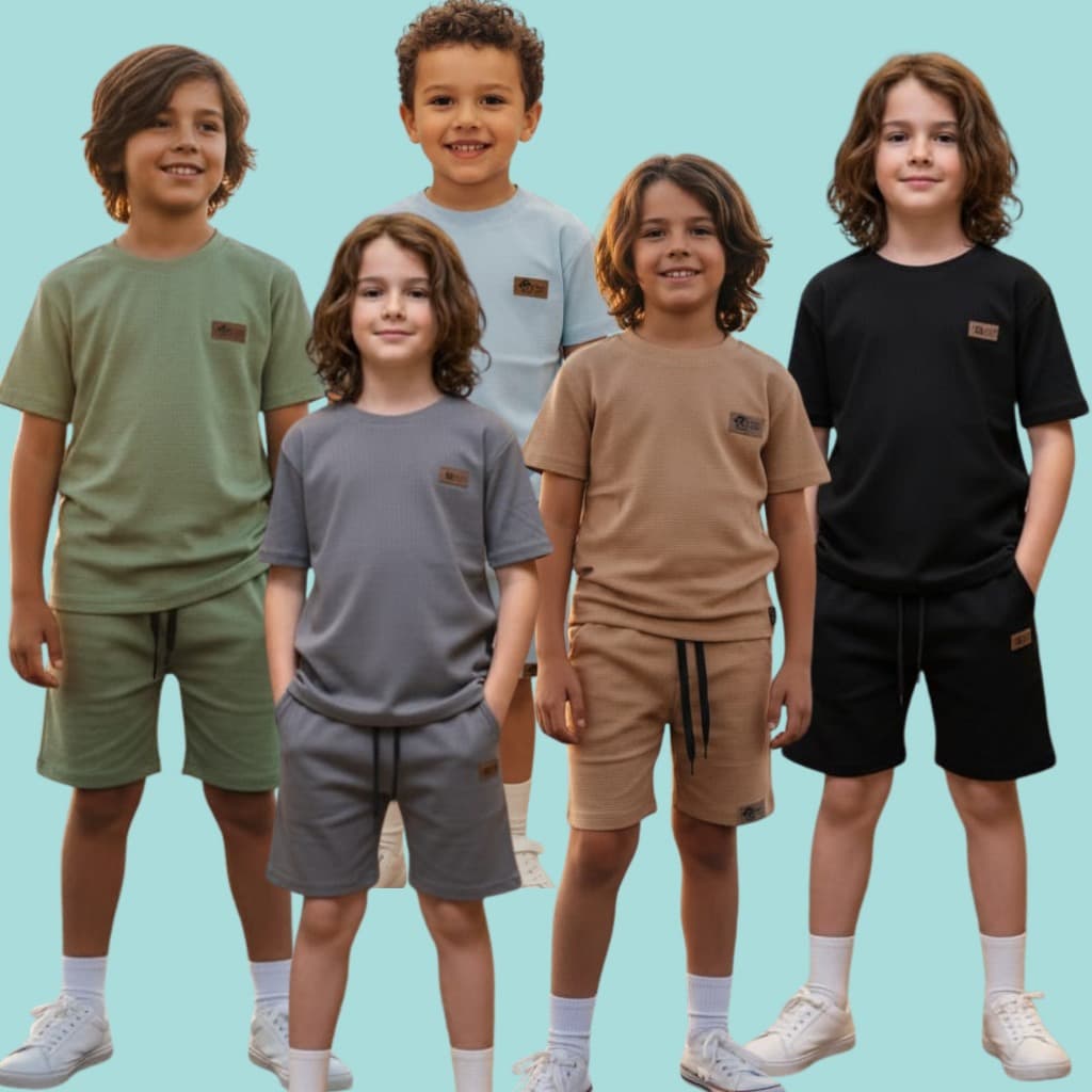 Conjunto INFANTIL Malha Cores VIBRANTES | Monte o Closet Versátil | VERÃO