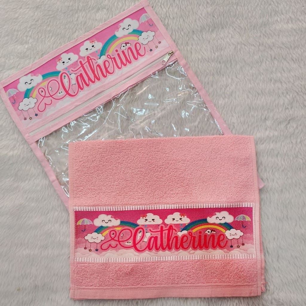 Kit de Saquinhos Personalizados + 1 Toalhinha Personalizada P/ Roupas Maternidade / Escola