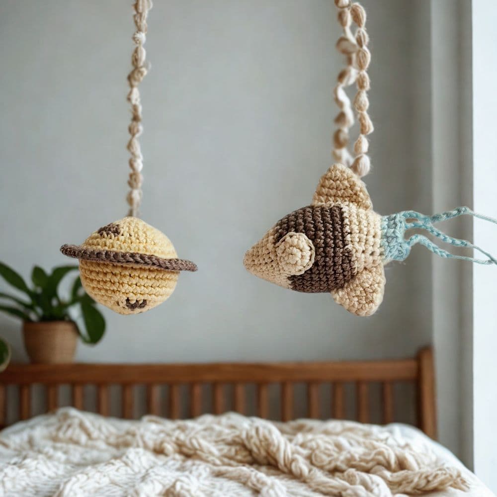 Astronauta Amigurumi /puxador/pingente/enfeite/mobile/quarto de bebê