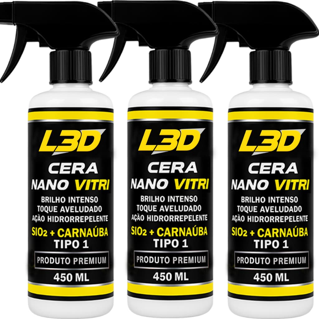Combo Econômico 3 Cristalizadoras Ceras 450ml – Brilho Molhado + Durabilidade